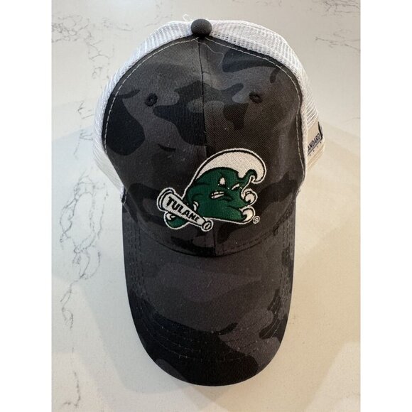 Tulane University Hat College Gift Camo Trucker Mesh Adjustable Angry Wave - Picture 1 of 8